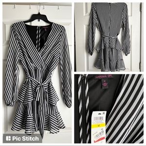NWT Material Girl Black and Grey Striped Dress
